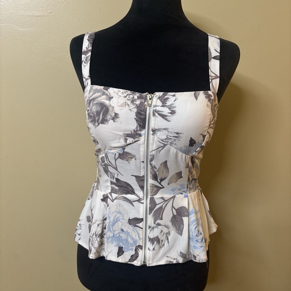 Y2k Triple Seven Floral Zip-Front Women’s  Corset Top